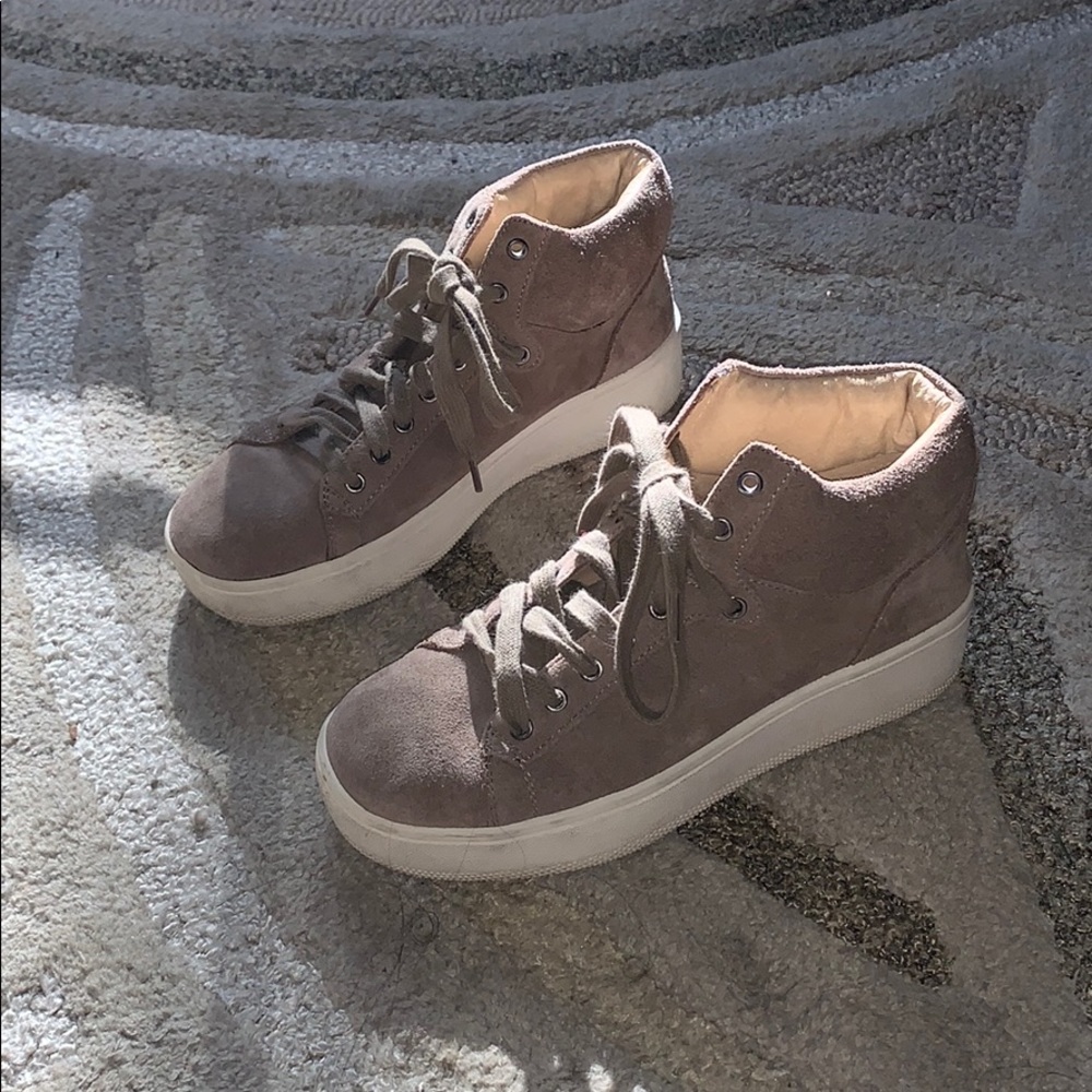 Tan high top sneakers very cute and comfy!